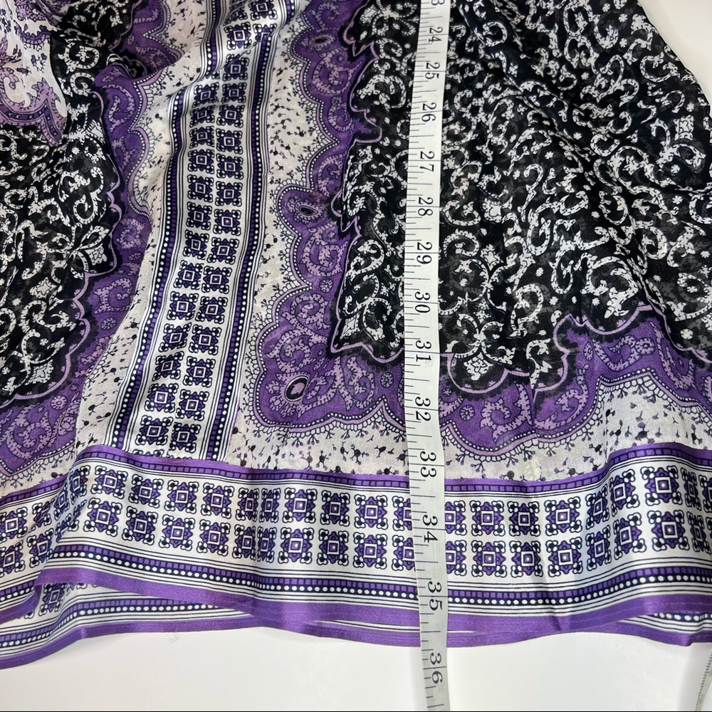 INC International Concepts  VNeck Long Sleeve Black Purple Sheer Silk Dress * 10 - Picture 11 of 15